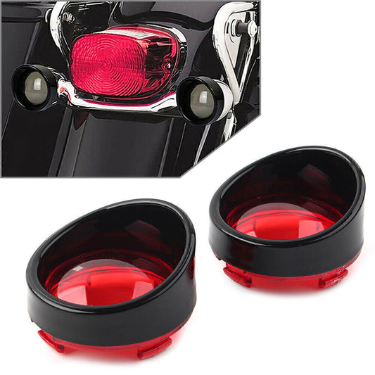 2pcs Turn Signal Light Red Lens Black Bezels Visor Fit for Harley Davidson Softail Q