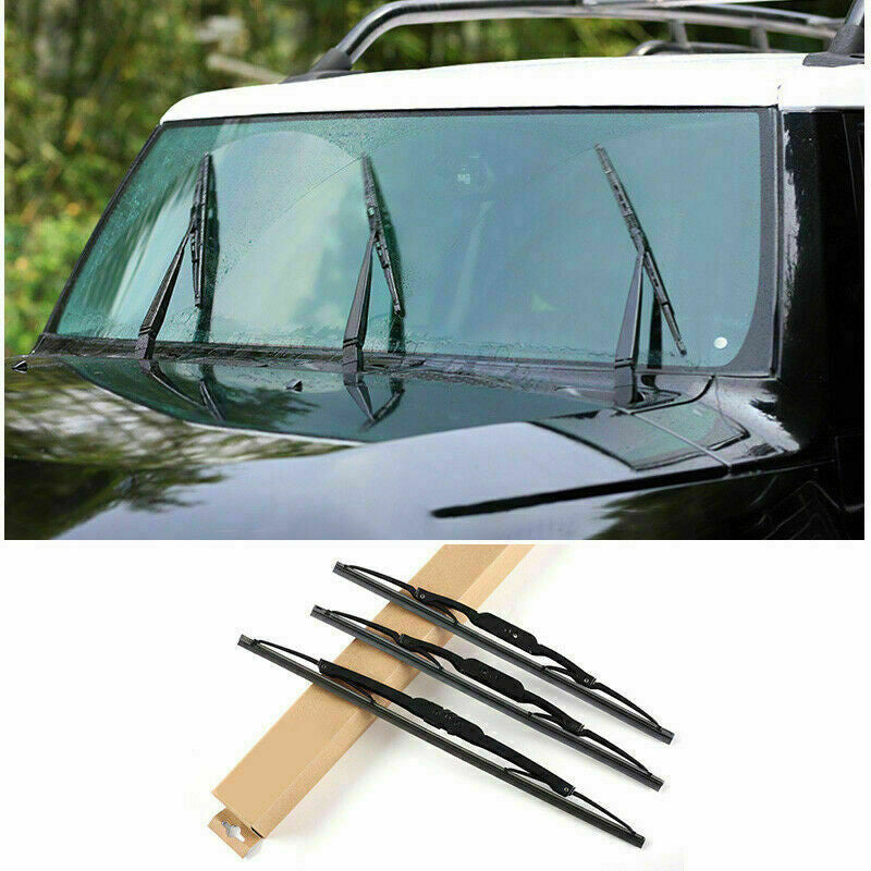 Black Front Window Rain Snow Wiper Trim Cover 3P for Toyota FJ Cruiser 2007-2014