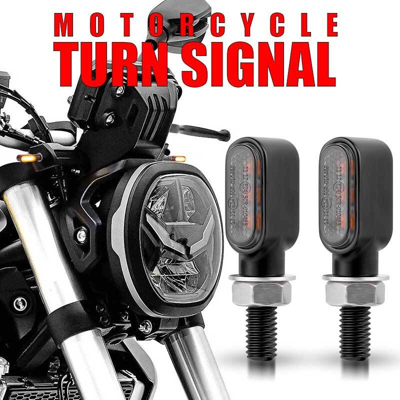 2x Black for Mini Motorcycle LED Turn Signal Indicator Light Amber Blinker for Honda