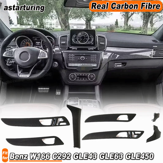 7PCS Carbon Center Console Panel Interior Trim for Benz W166 GLE43 GLE63 2015-19
