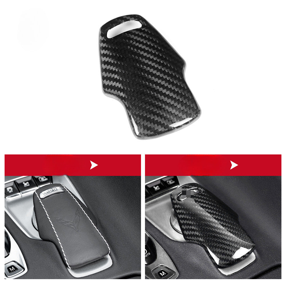 Car center gear cutter carbon fiber trim cover for Corvette C8 (20-23)