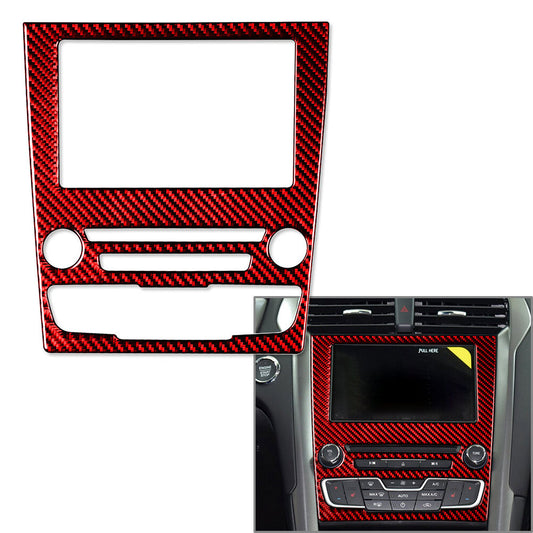 for Ford Mondeo 2013-2019 GPS Navigation Panel Cover Trim Carbon Fiber Red