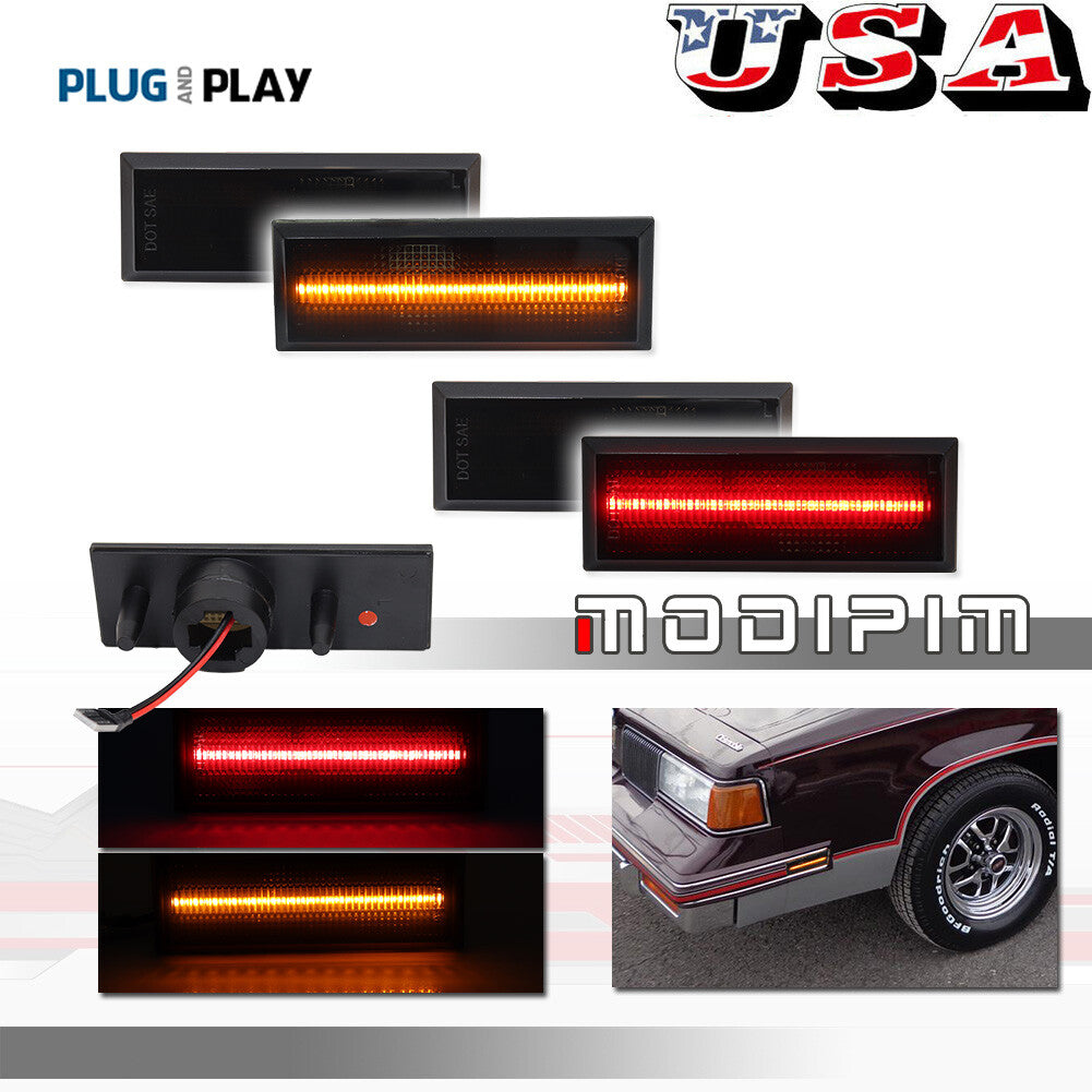 Suitable for Oldsmobile Cutlass 442 81-88 smoke front amber and rear red LED side marker lights- v