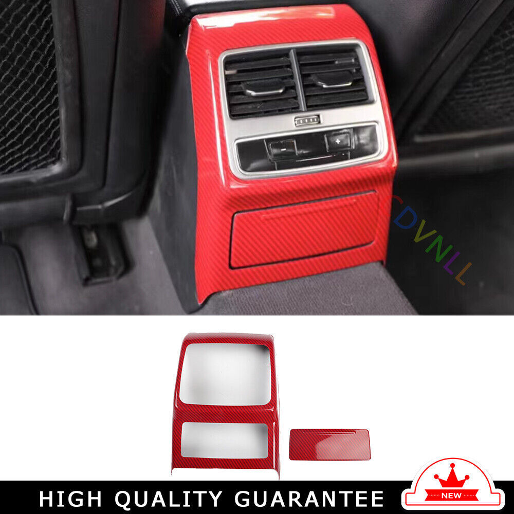 Car Rear Air Outlet Vent Frame Trim 2PCS for Audi A4L 2017-2019 Red Carbon Fiber