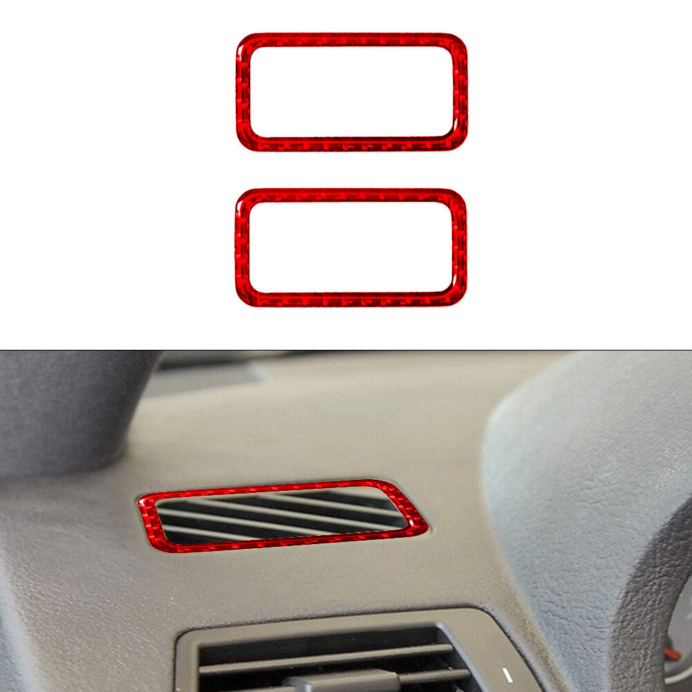 2X Carbon Fiber Vent Outlet Console Trim for BMW X5 2000-2006 Red