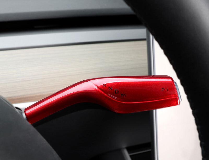 for Tesla Car Model 3 2017-21 2PCS Red ABS Gear Shift Wiper Lever Cover Trim