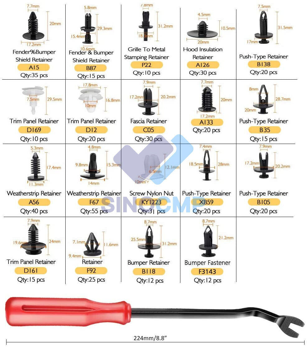 Fastener Tool Retainer Pin Push Trim Bumper 435 Car Clips Fender Body Plastic n