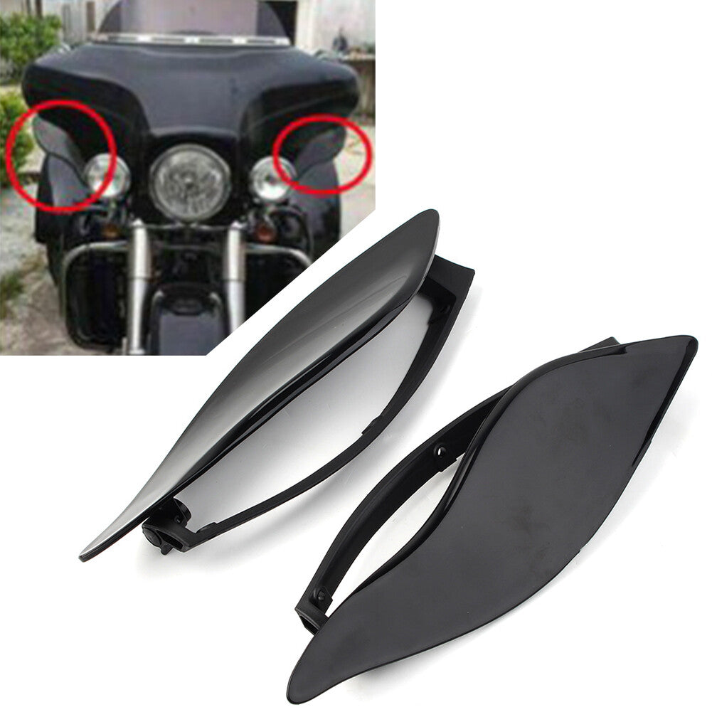 2x Black Adjustable Fairing Air Deflectors for Harley Batwing Street Glide