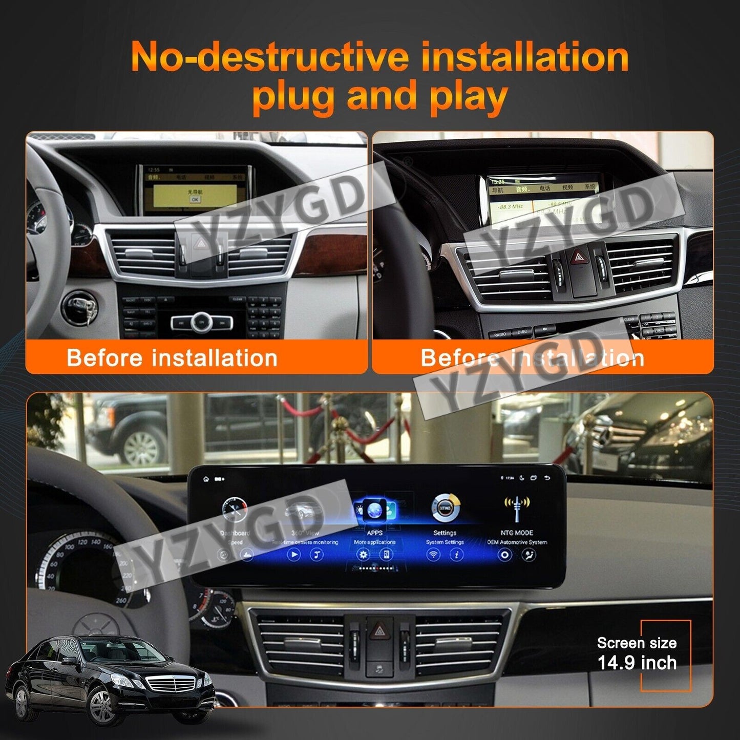 14.9 CarPlay Car Radio for Mercedes for Benz E-Class W212 S212 2009-2012 GPS Stereo