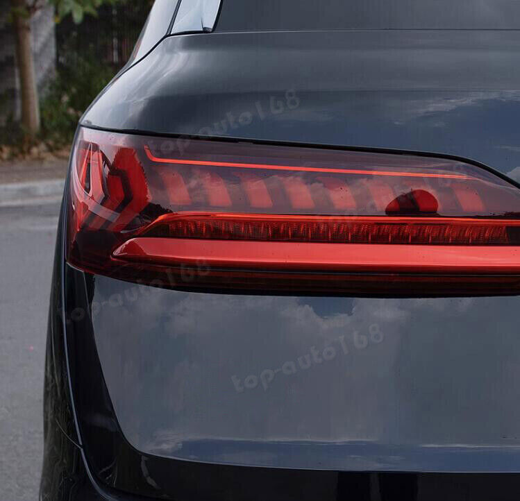 Red Painted Rear Door+Tail Lights Strip Trim Stainless 3P for Audi Q7 2020-2024