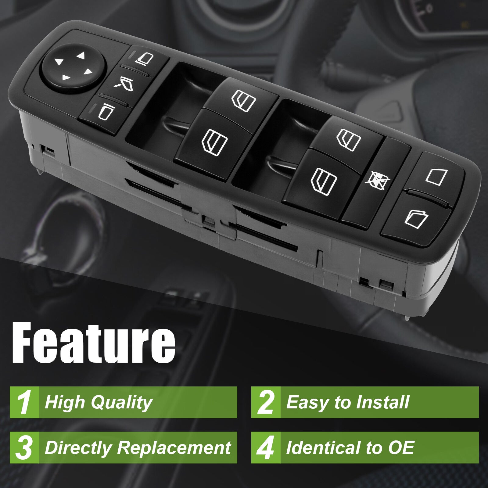 The new Master Power Window switch is compatible with 2006-2011 R350 and R500 models. (2518300190) n
