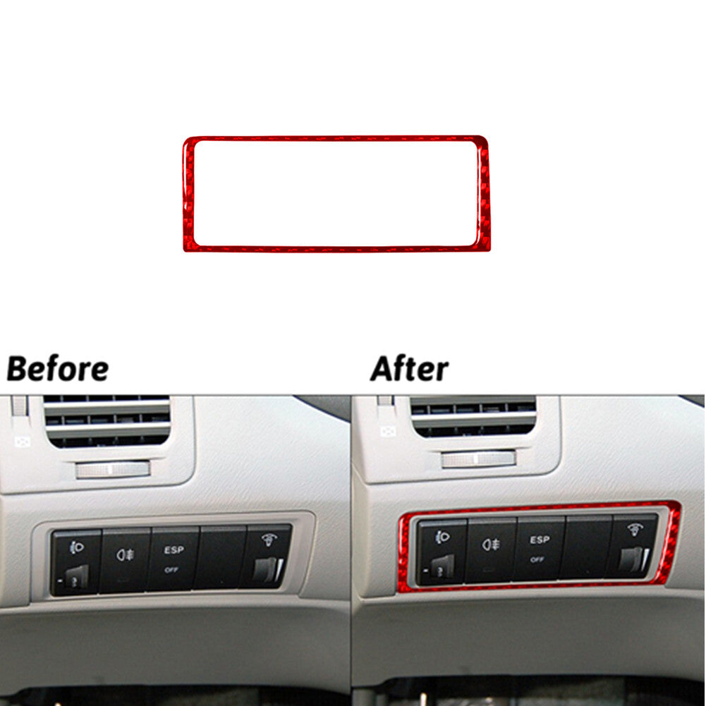 Red Carbon Fiber Inner Headlight Control Cover Trim for Hyundai Azera 2006-2011
