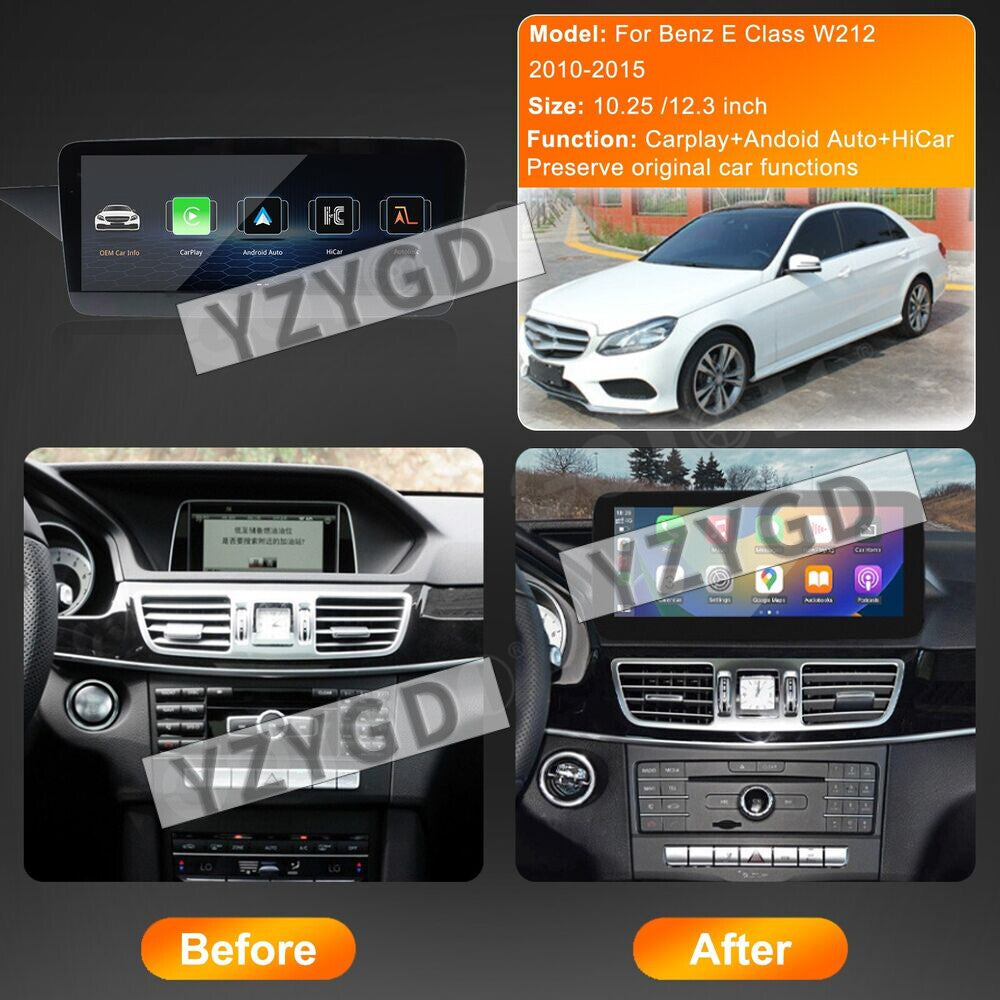 for Mercedes-Benz E Class W212 2010-2015 12.3 CarPlay Screen Multimedia Player