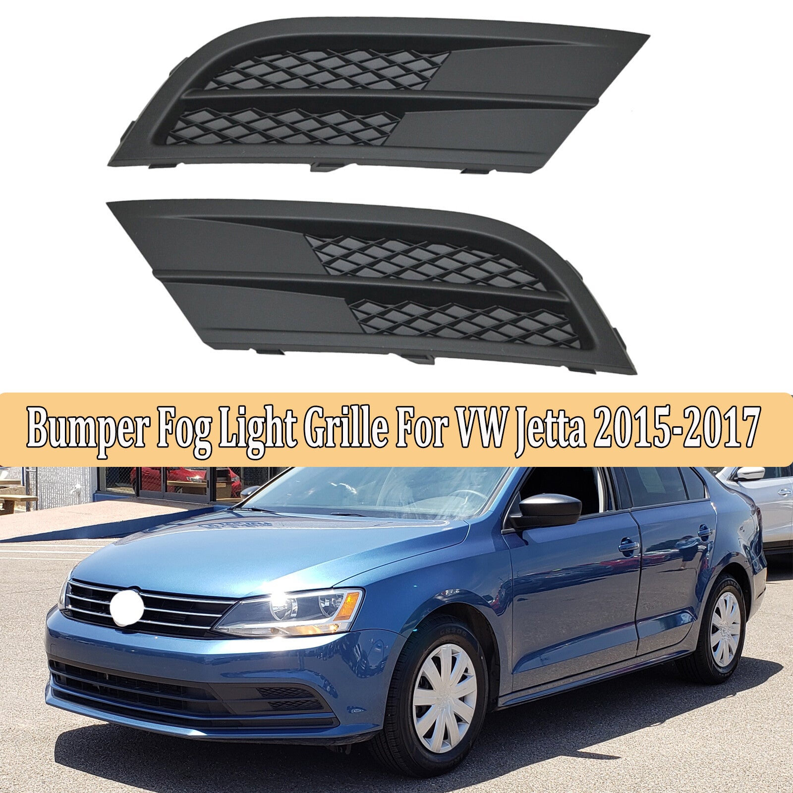 A pair of fog light protection covers for the left and right grilles, suitable for 2015 and 2016 for Volkswagen for Jetta MK6.