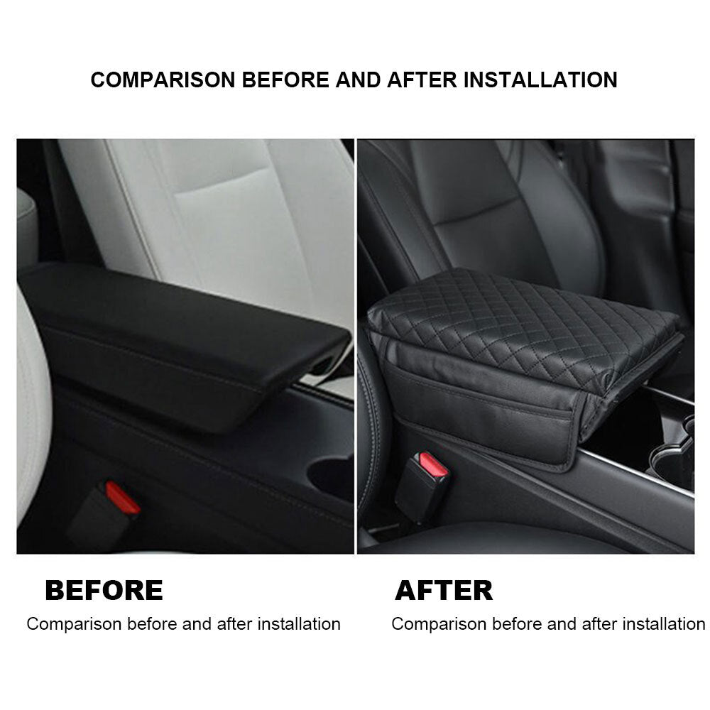 Suitable for Model 3/Y, black car armrest and backrest cushion protective cover, center console cover mat - n