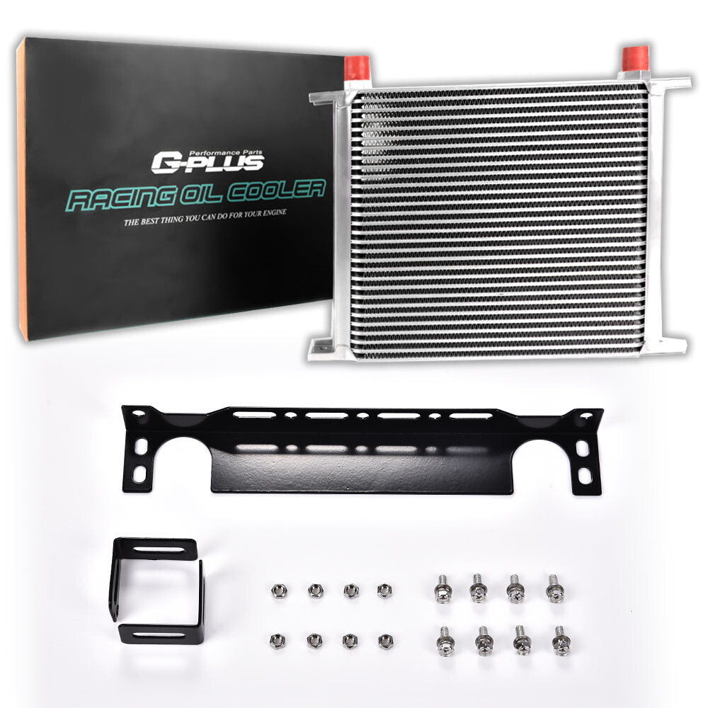 General Purpose 30-Row Aluminum Alloy Engine AN10 Oil Cooler Silver Kit with Mounting Bracket Q