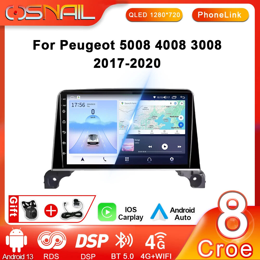 for Peugeot 5008 4008 3008 2017-2020 Stereo Android CarPlay Car Radio GPS Player