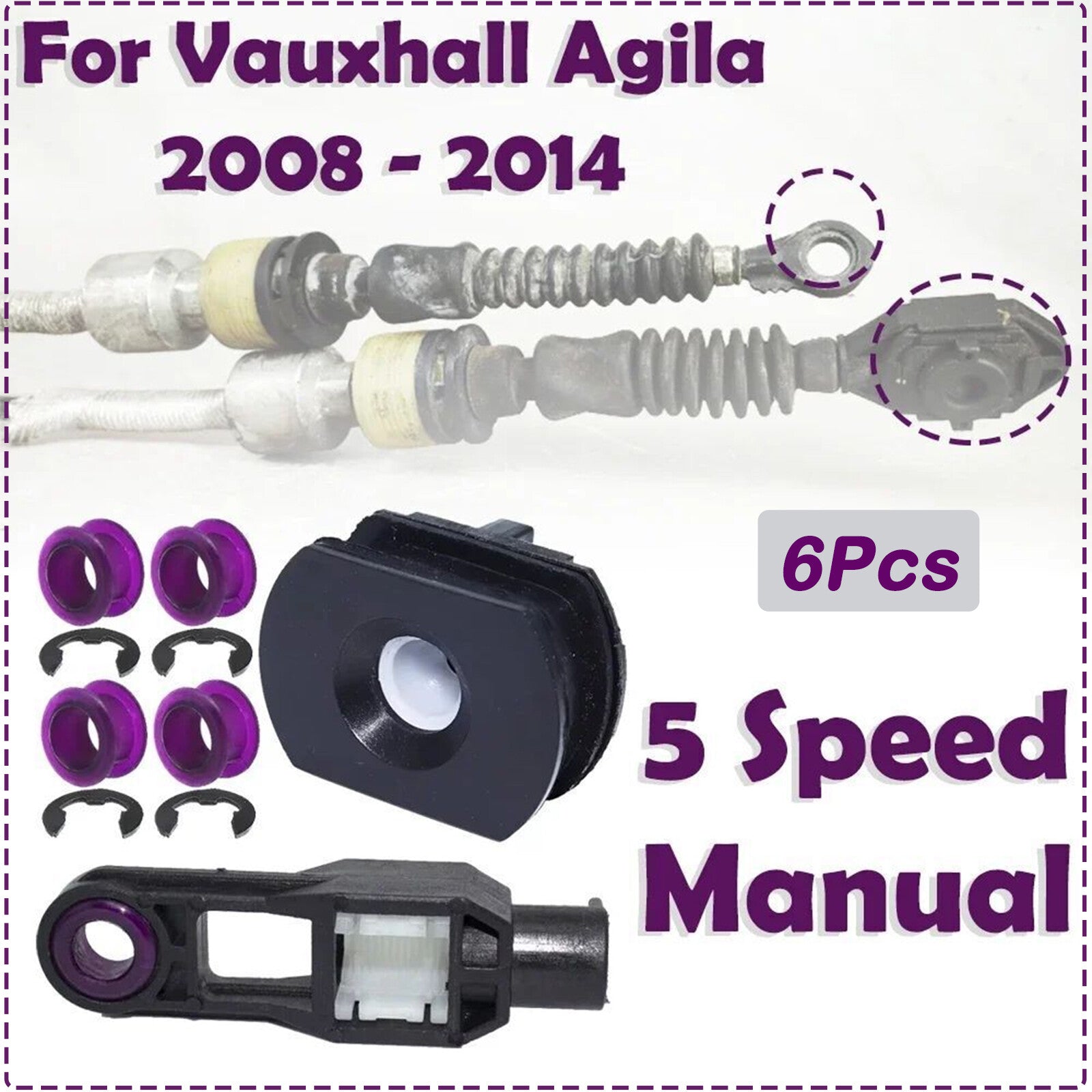 6Pc for Vauxhall Agila 08-2014 Gear Shifter Cable Bushing Shifter Lever Selector