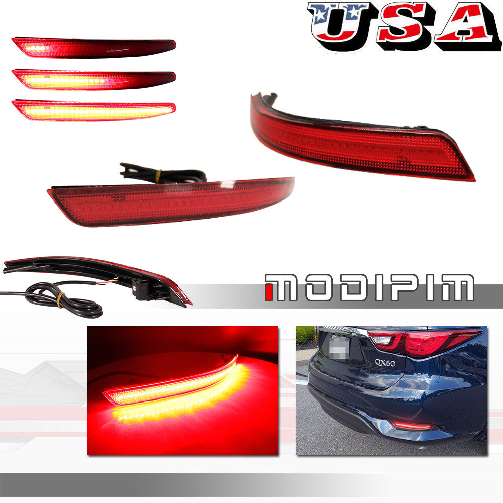 Suitable for 16-20 for INFINITI QX60 rear bumper reflector, rear brake turn signal light red- v