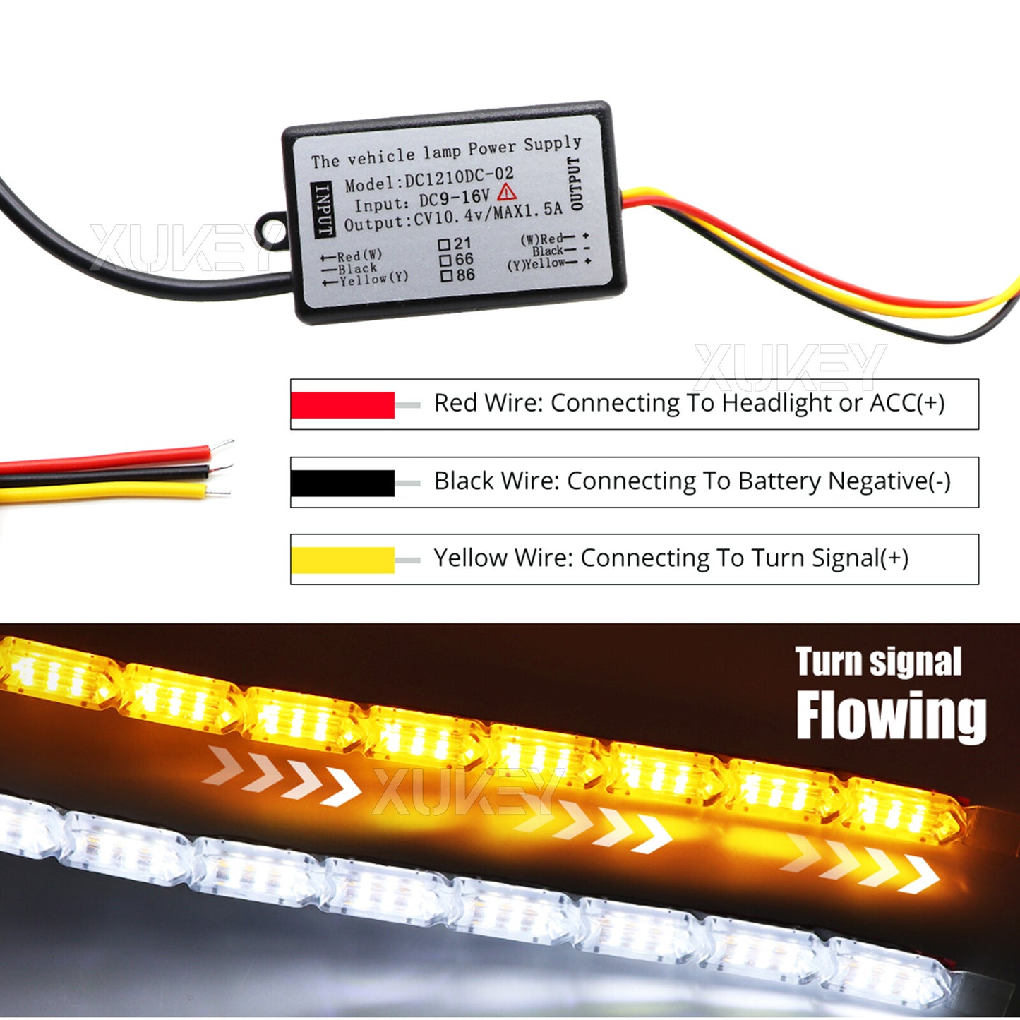 43CM LED Turn Signal Dynamic Strip DRL Headlight Daytime Running Light Lamp White 2