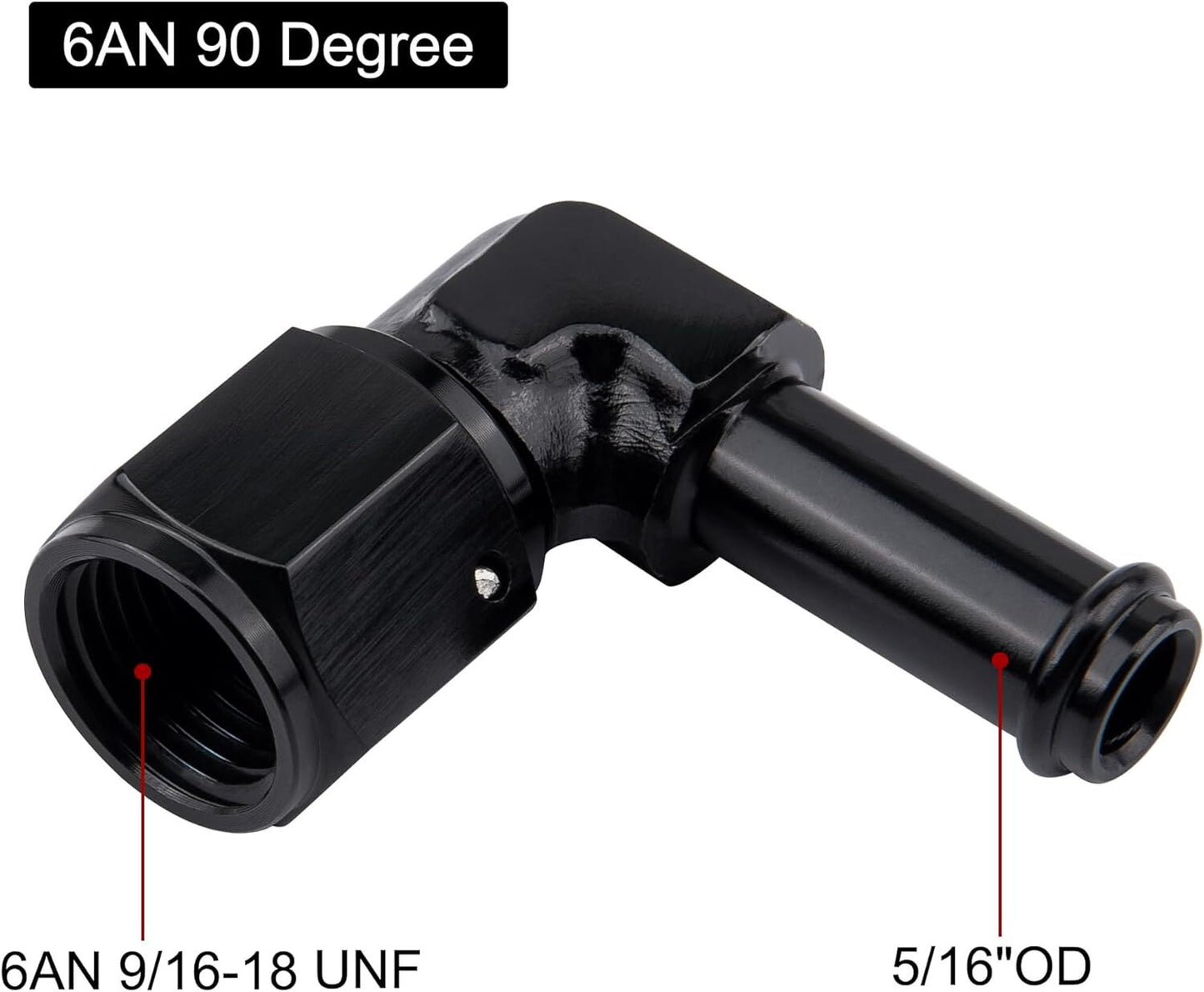 90-degree -6 AN female head rotates to 5/16 inch lever connector adapter