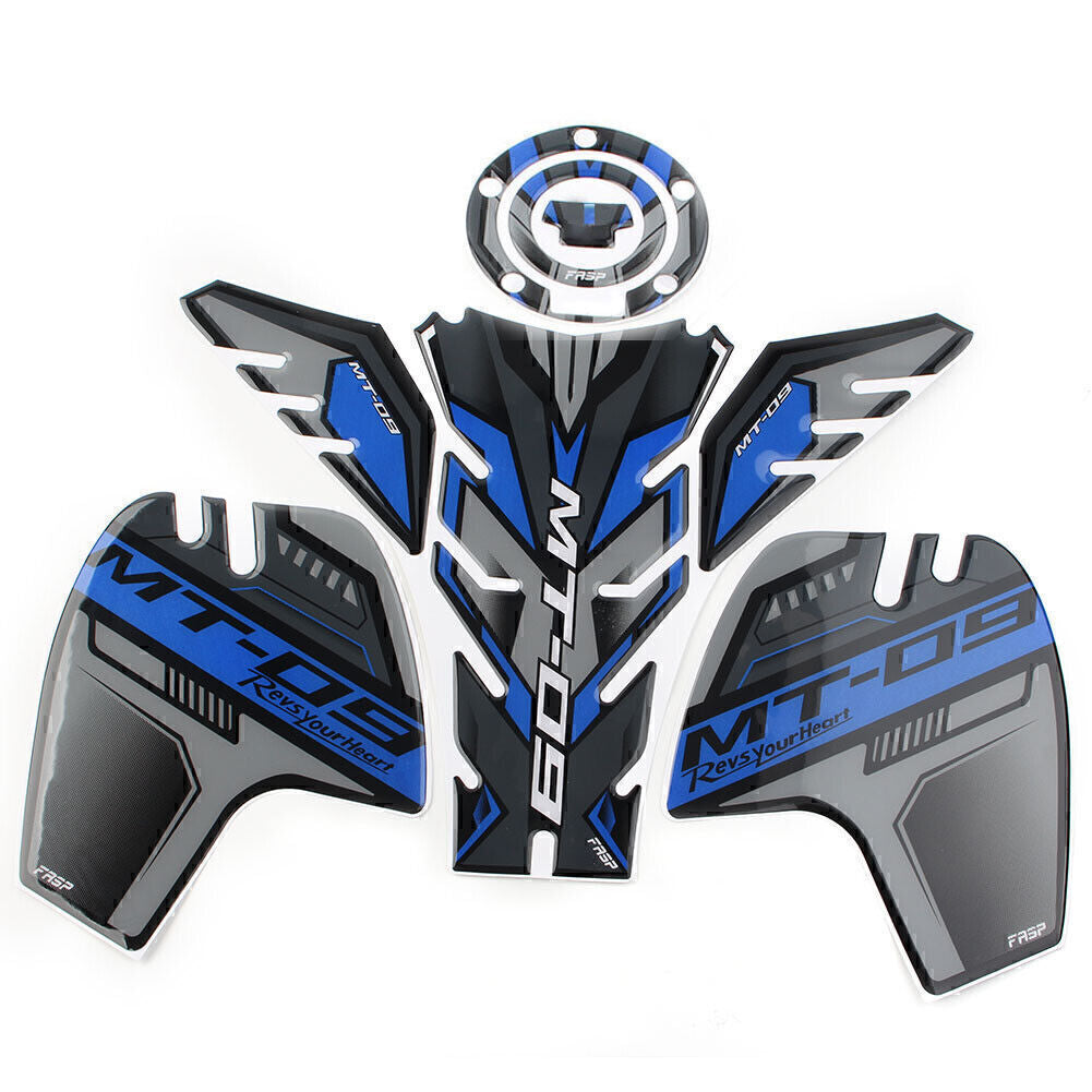 Blue 3D Gas Fuel Tank Side Pad Decal Stickers for Yamaha MT 09 SP Tracer 2018-20