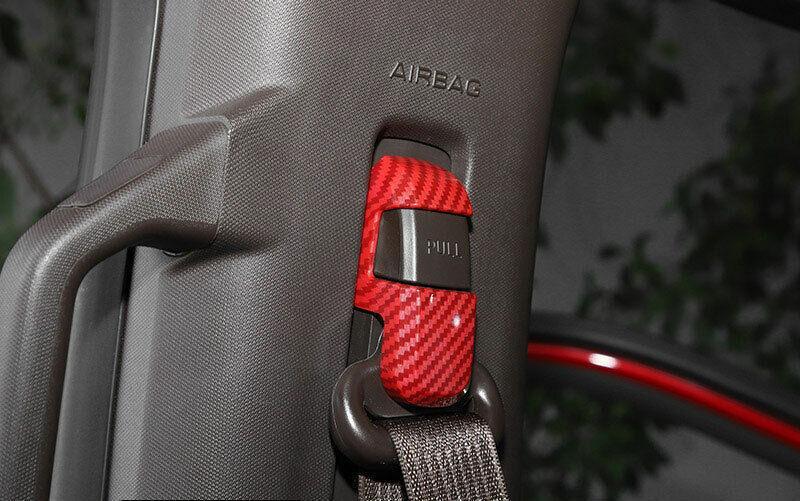 Red Carbon Fiber for Seat Belt Buckle Adjust Cover Trim for Ford F150 F-150 15-20 B