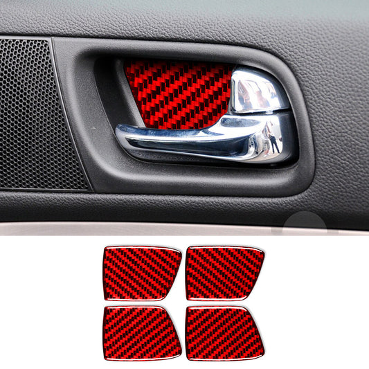 4¡ÁRed Carbon Fiber Interior Door Handle Bowl Trim for Infiniti G37 Sedan 2007-13
