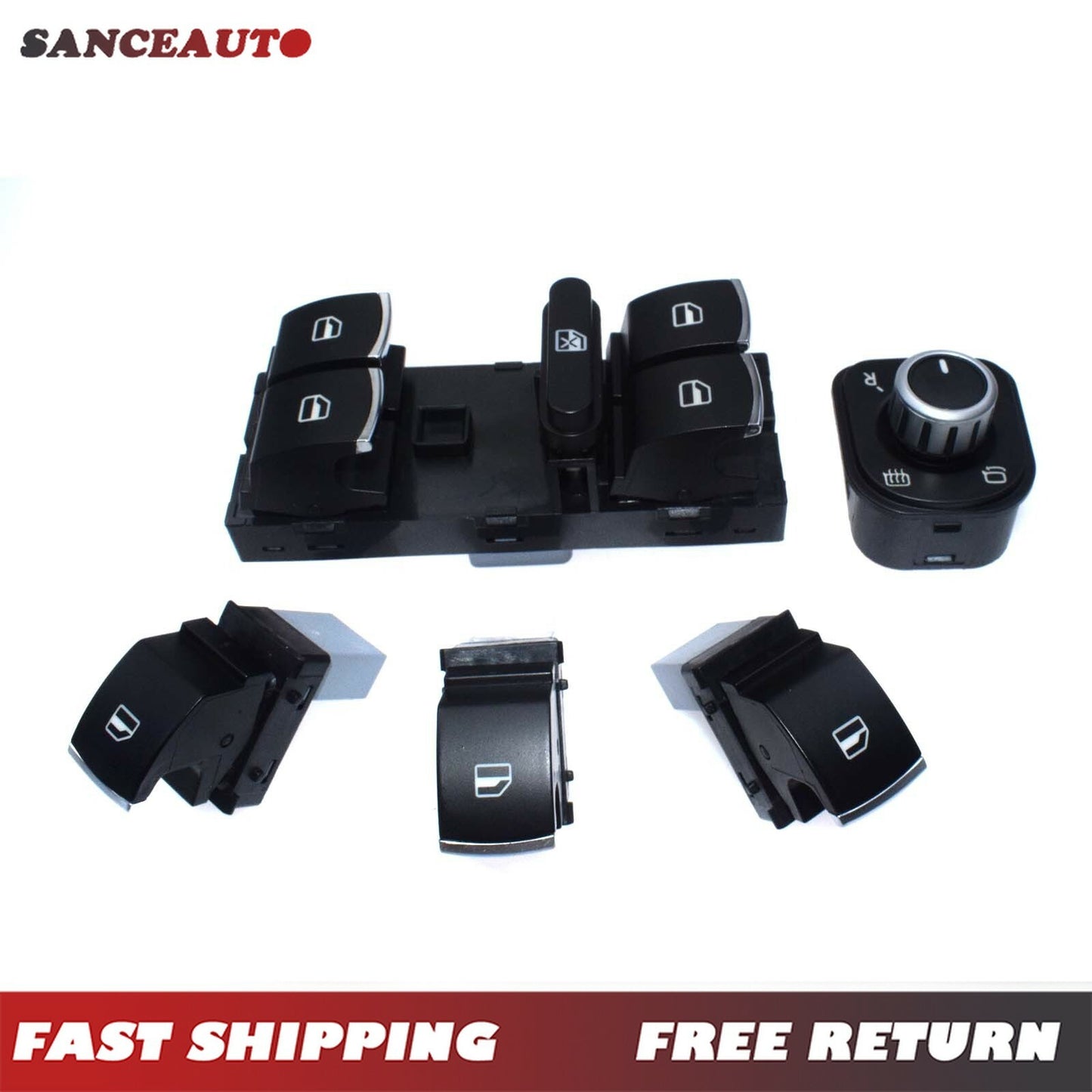 New Chrome Home Window Mirror Switch Kit 5 for Jetta 3, for Golf MK5, MK6, for Passat - n