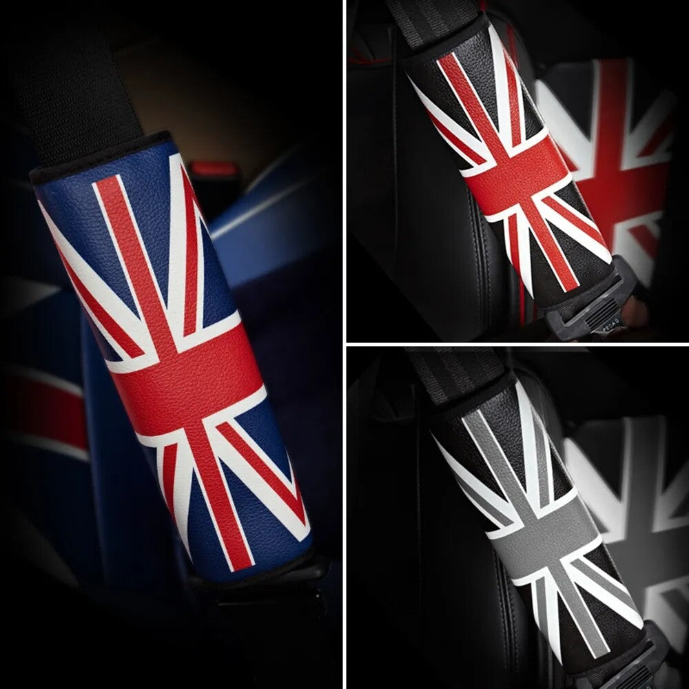 2-Pack for Mini Cooper Accessories Union Jack Car for Seat Belt Shoulder Backrest Pads - n