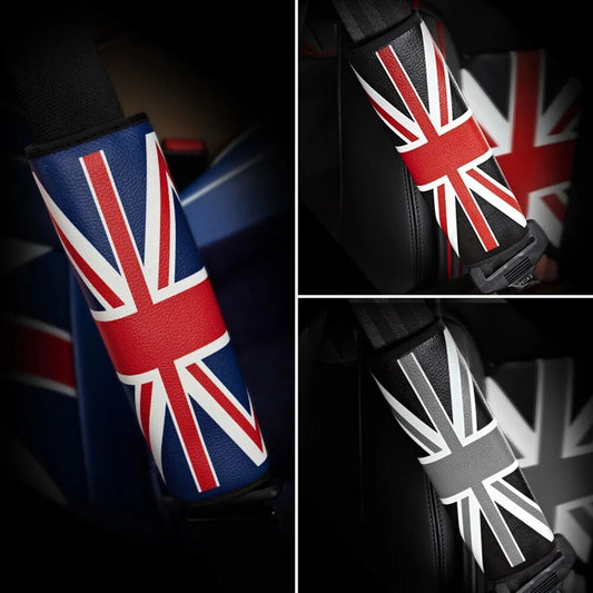 2-Pack for Mini Cooper Accessories Union Jack Car for Seat Belt Shoulder Backrest Pads - n