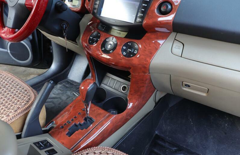 for Toyota RAV4 2006-2013 Wood Grain Central Console Gear Shift Panel Trim 1PCS