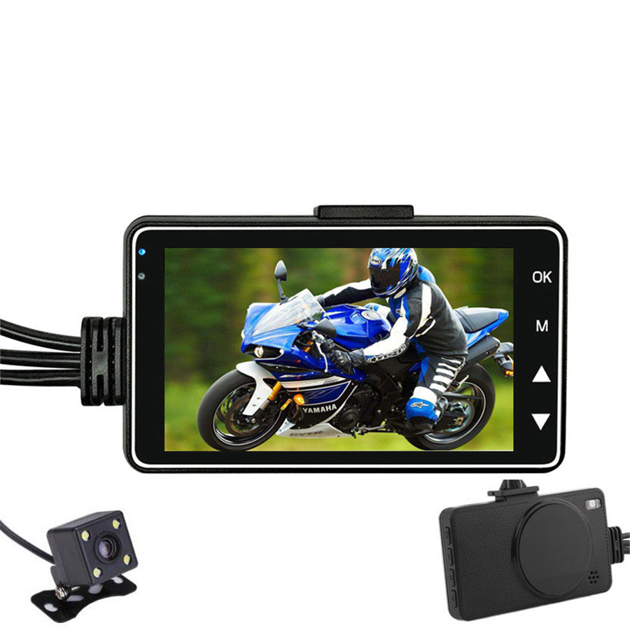 3 LCD 140° Waterproof Dual Action Camera Video Recorder for Motorcycle Car Bike Q