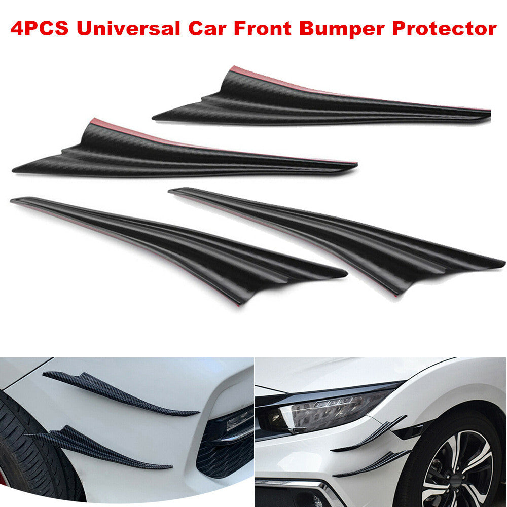 4-Piece General Motors Carbon Fiber Style Front Bumper Protective Trim for SUVs and Trucks n