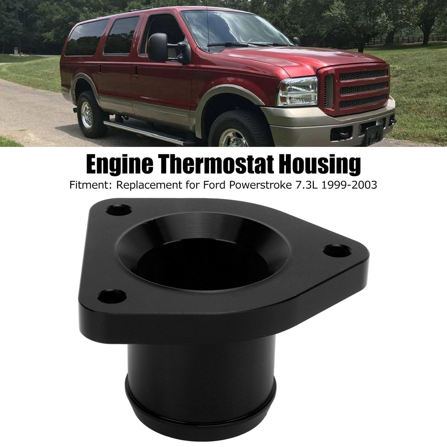 (Black)Engine Thermostat Housing Billet Thermostat Housing 6061 Billet Aluminum Q