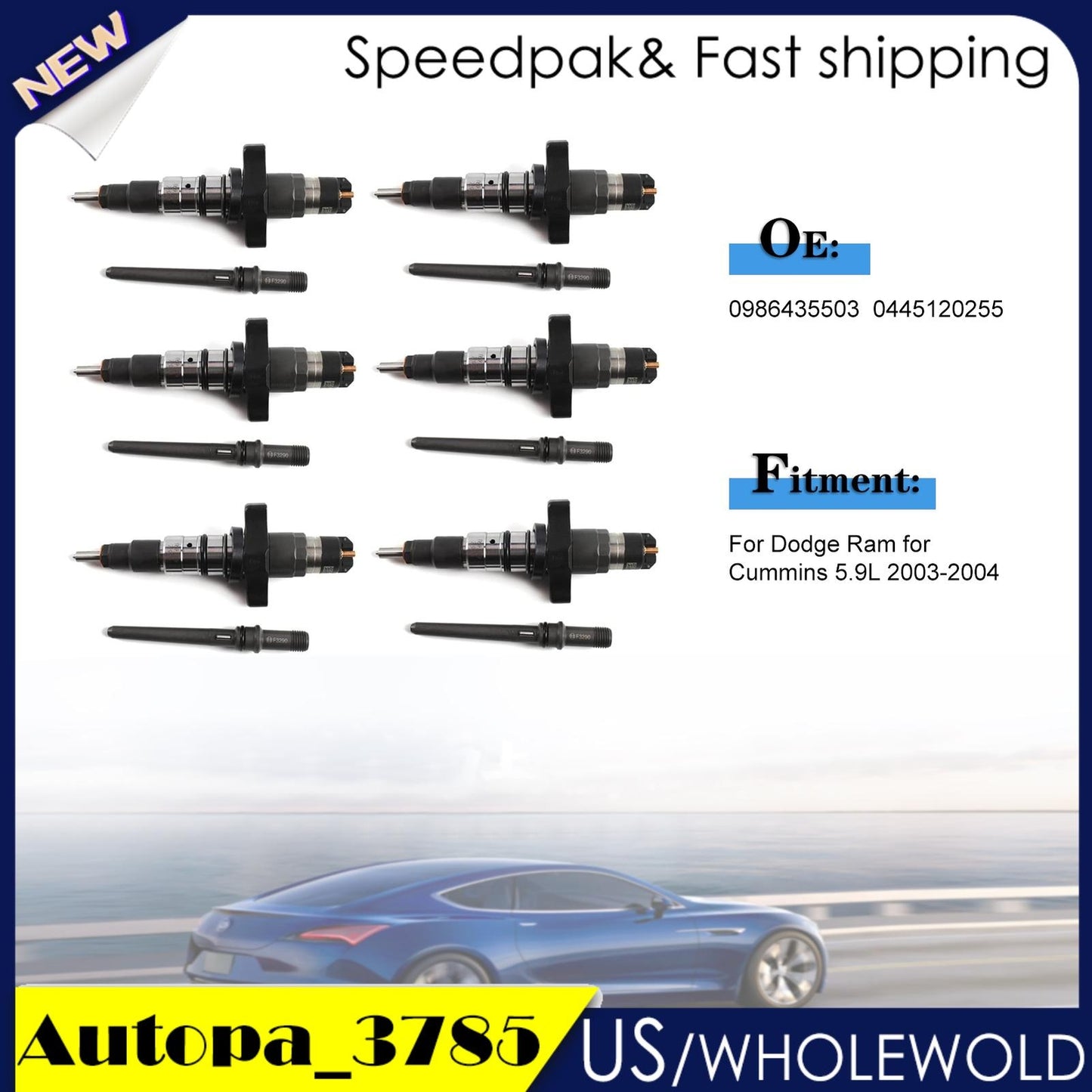 6pcs Fuel Injectors for Dodge for Ram 5.9L 2003-2004 0445120255 0986435503