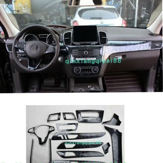 Black wood grain Car Interior Kit Cover Trim for Mercedes-Benz GLE 2015-19
