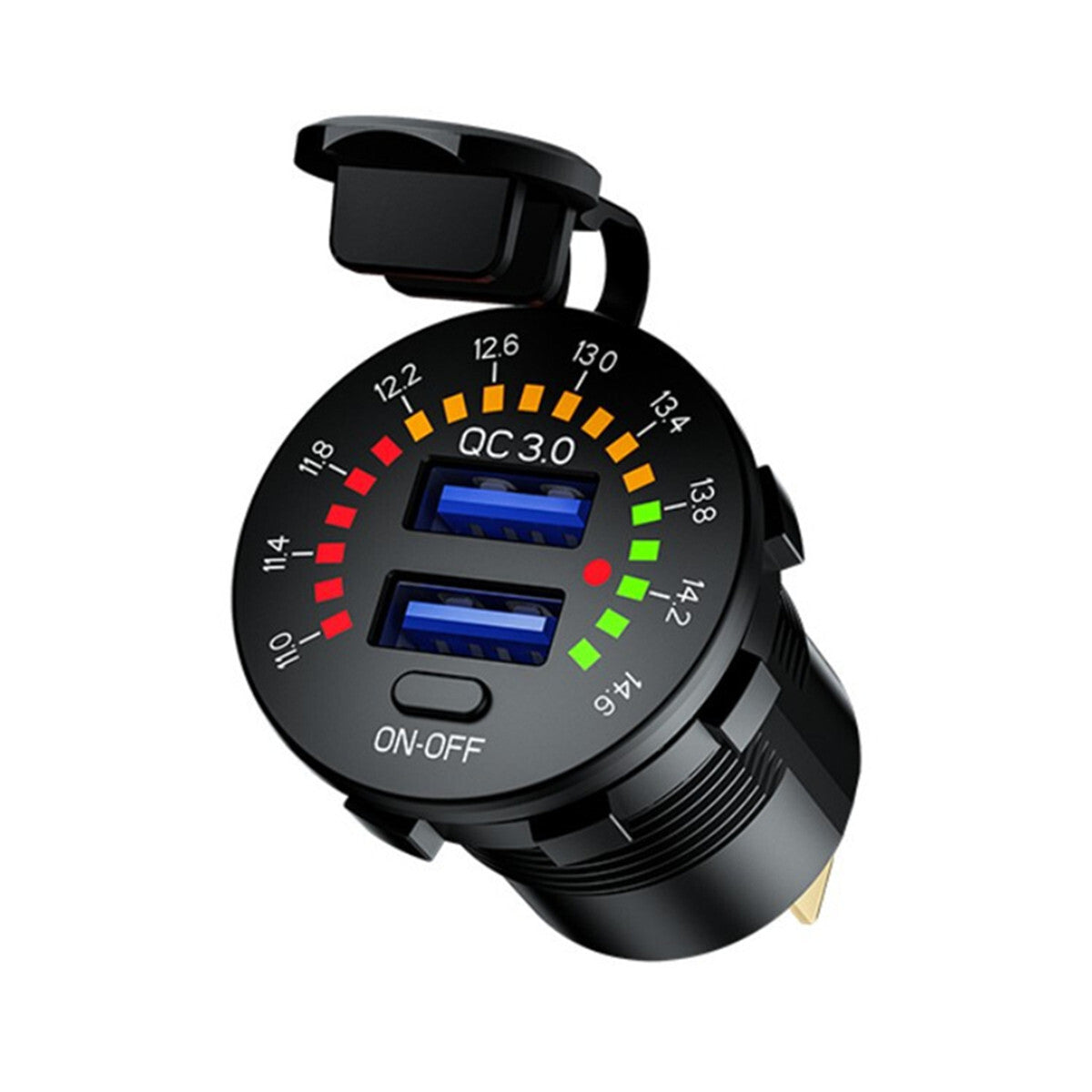 Dual USB Charger Socket Outlet W/ LED Digital Voltmeter Waterproof For Car Boat