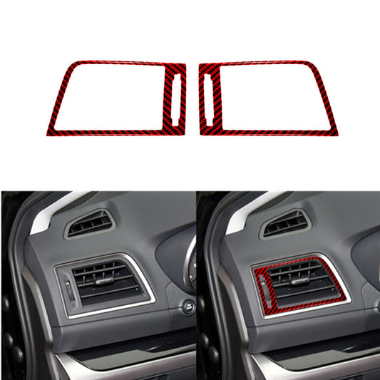 Red Carbon Fiber Dash Vent Outlet Cover Trim for Subaru Outback Legacy 2015-2017