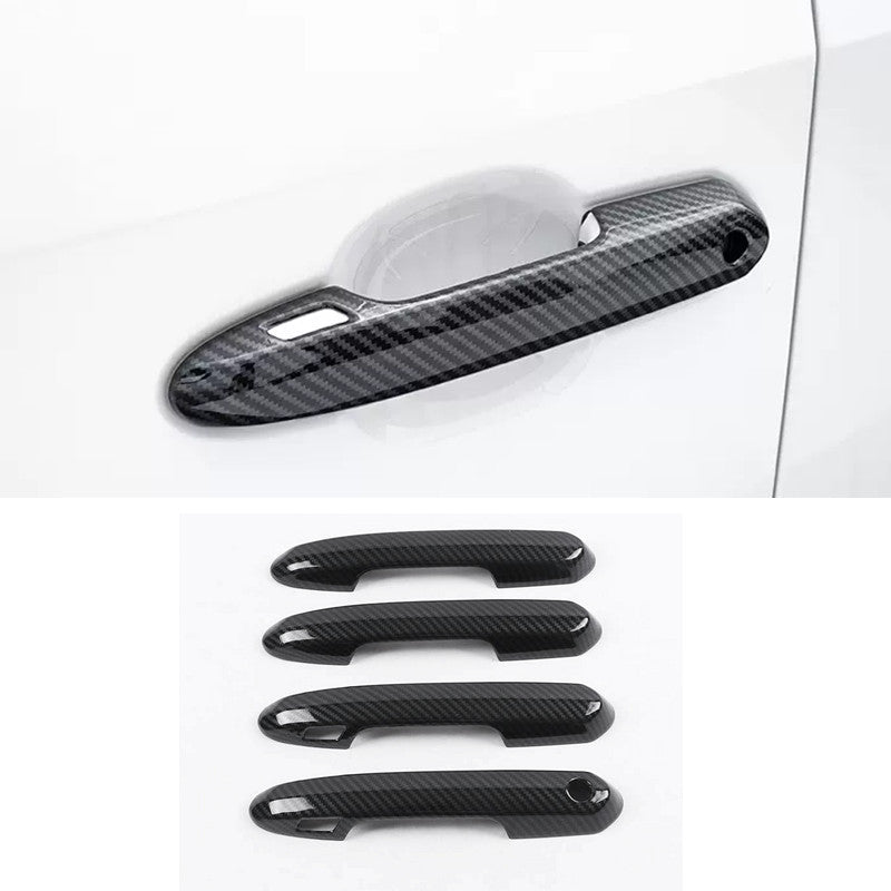 ABS Carbon Fiber Front Car Door Handles Cover Trim 4PCS for Toyota RAV4 2019-24