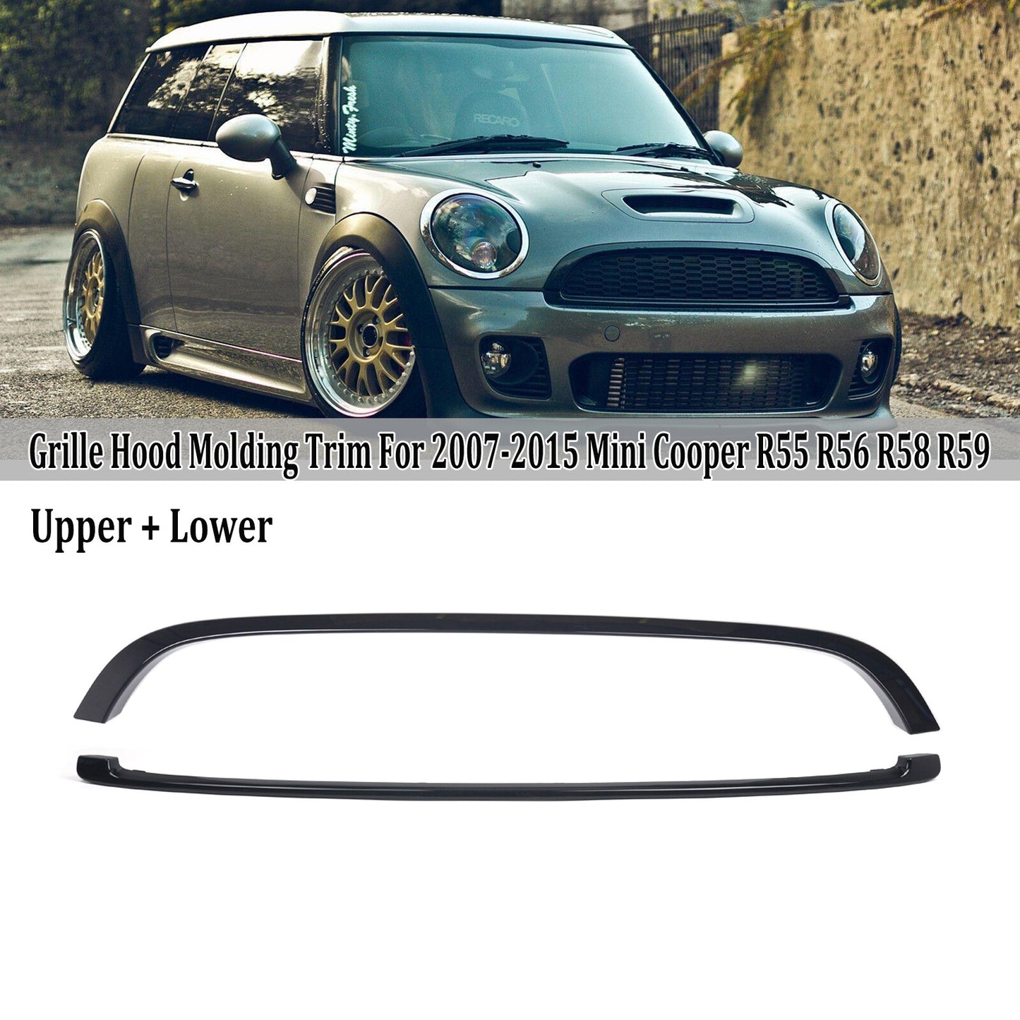 Upper+Lower Grilles Hood Molding Trim Set for Mini Cooper R55 R56 R57 2007-2015
