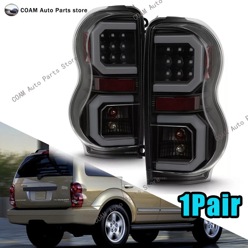 A pair of black LED taillights for 2004-2009 for Dodge Durango SUVs.