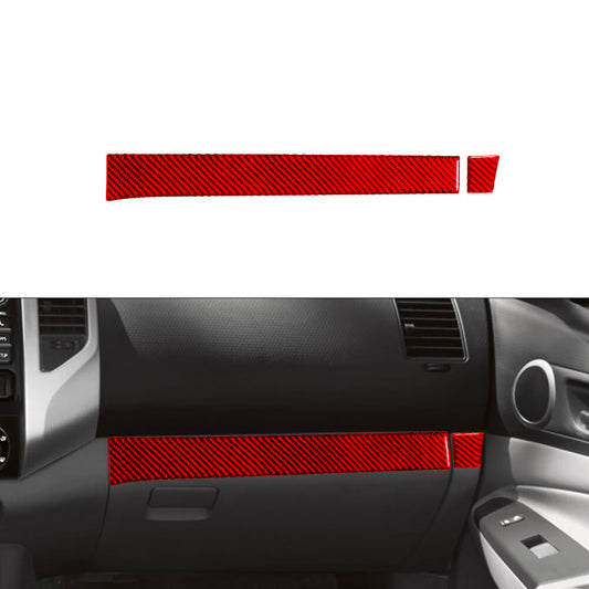 2Pcs Red Box Trim Strip Cover Decor Carbon Fiber for Toyota Tacoma 2012-2015