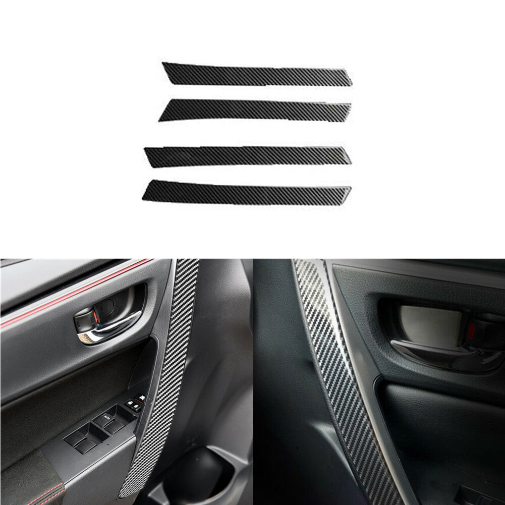 4Pcs Carbon Fiber Inner Armrest Strip Cover Trim for Toyota for Corolla 2014-2018