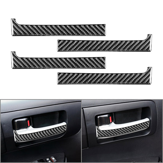 for Toyota Tundra 14-21 4 Pcs Carbon Fiber Interior Door Handle Panel Cover Trim