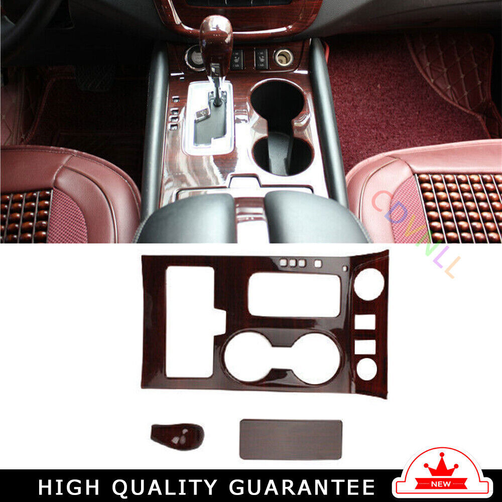 Console Gear Shift Water Cup Panel Trim for Nissan Murano 2015-21 Red Wood Grain