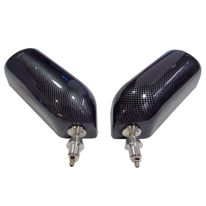 2-Piece Manually Adjustable Retro F1 Style Blue Side Mirrors with Carbon Fiber Exterior n