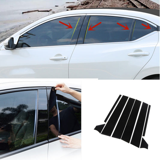 8X Glossy Black Pillar Posts Window Door Trim Cover For 2020-2022 for Nissan Sentra
