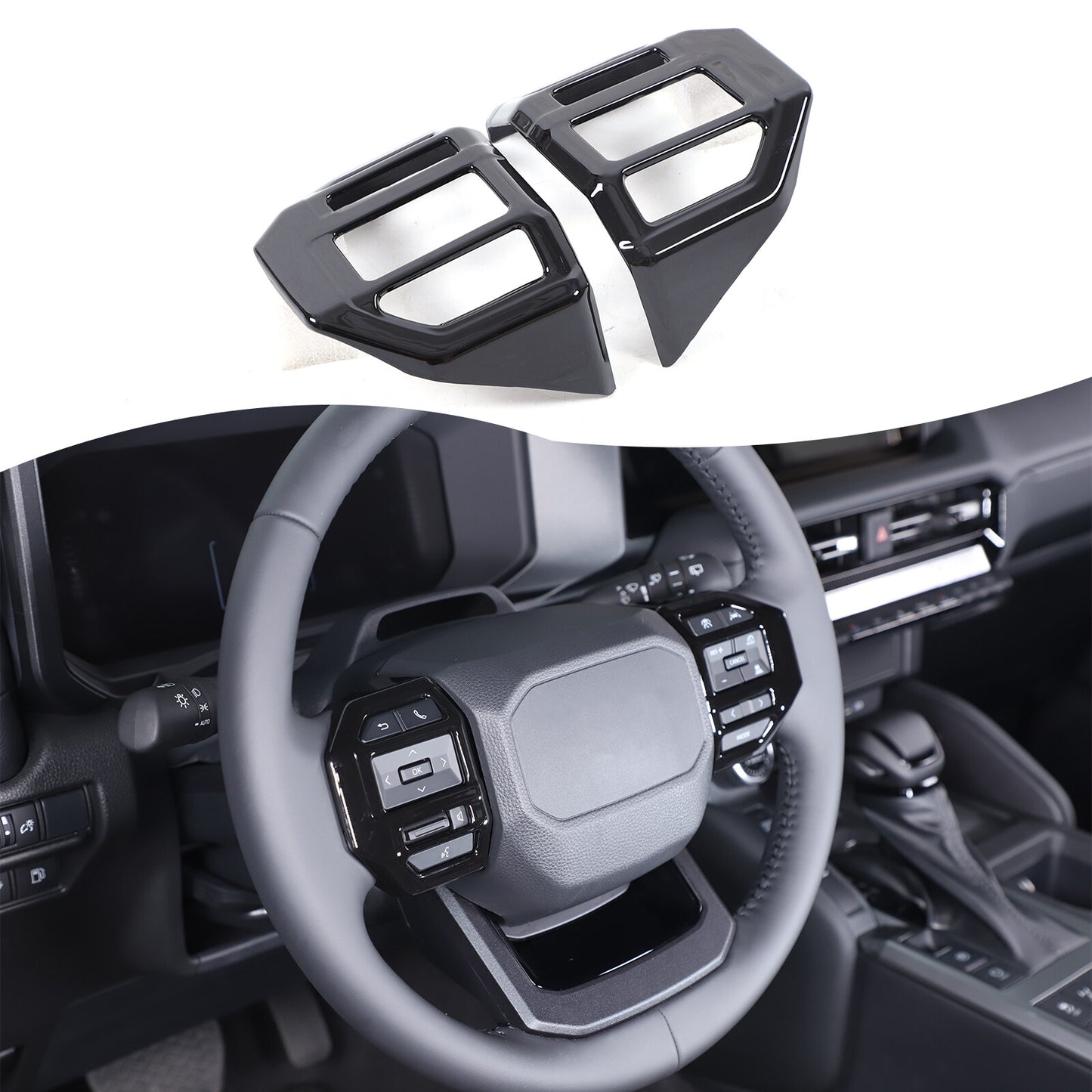 Gloss black steering wheel button frame for 2024 Prado for Land Cruiser LC250 n