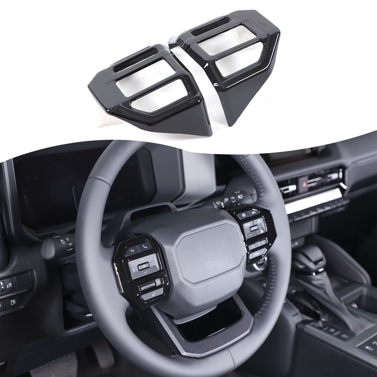 Gloss black steering wheel button frame for 2024 Prado for Land Cruiser LC250 n